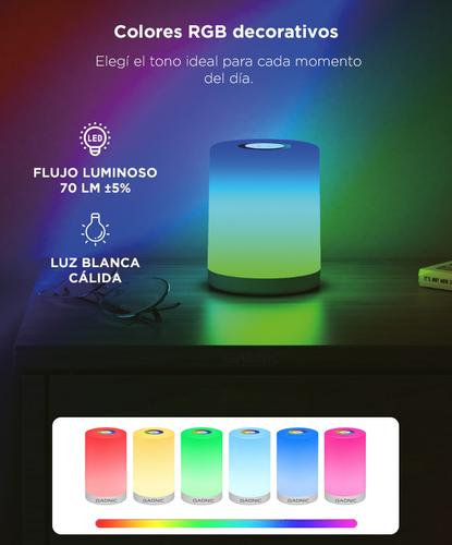 Velador Luz de Noche Gadnic LED Táctil RGB Recargable Portátil  - 3