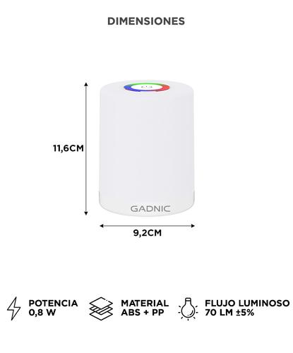 Velador Luz de Noche Gadnic LED Táctil RGB Recargable Portátil  - 5