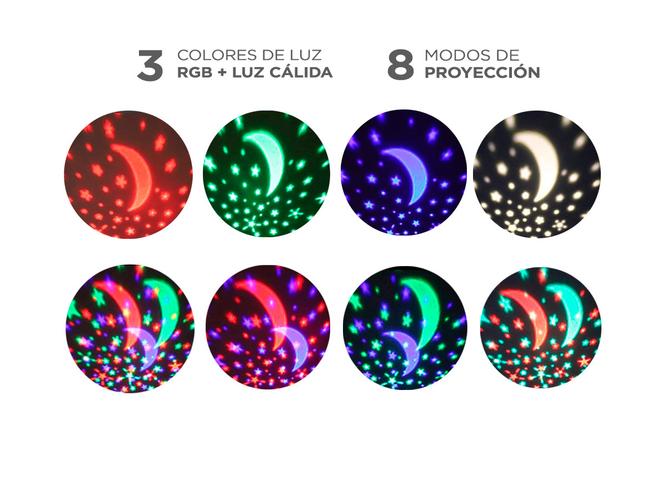Velador Gadnic Star3 Proyector de Estrellas Led Giratorio 3 RGB  Luz Cálida 8 Modos - 3