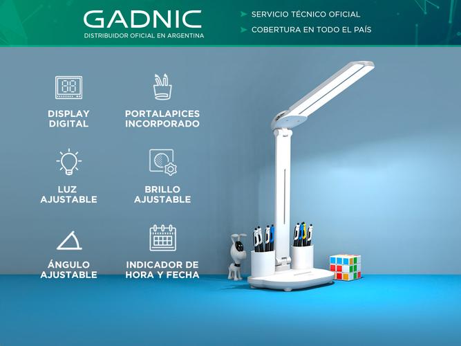 Lámpara Led de Escritorio Gadnic con Reloj y Portalápices - 1
