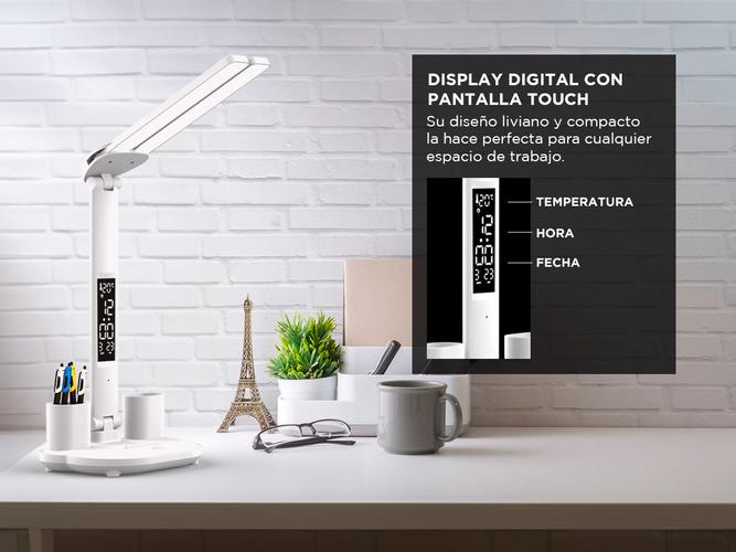 Lámpara Led de Escritorio Gadnic con Reloj y Portalápices - 2