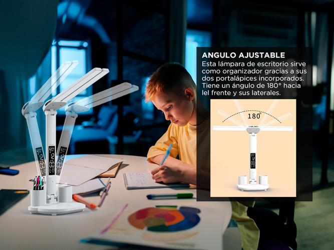 Lámpara Led de Escritorio Gadnic con Reloj y Portalápices - 4