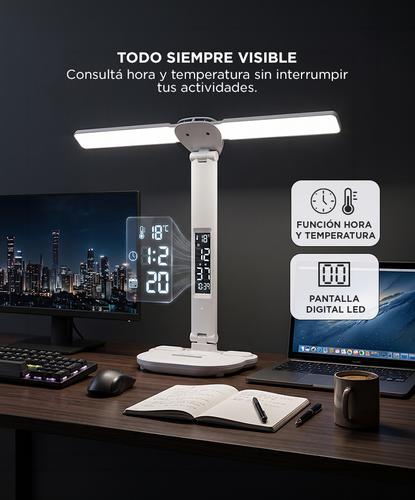 Lámpara Led de Escritorio Gadnic con Reloj y Portalápices - 2
