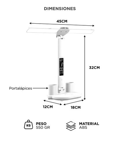 Lámpara Led de Escritorio Gadnic con Reloj y Portalápices - 5
