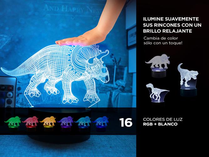 Lampara Nocturna Gadnic Dinosaurio 3D 16 Tonos - 2