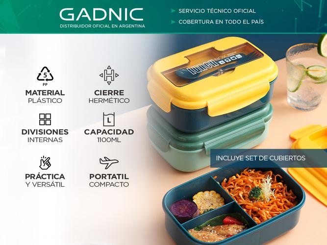 Lunchera Hermética Para Vianda Gadnic 4 Compartimientos + Cubiertos  - 1