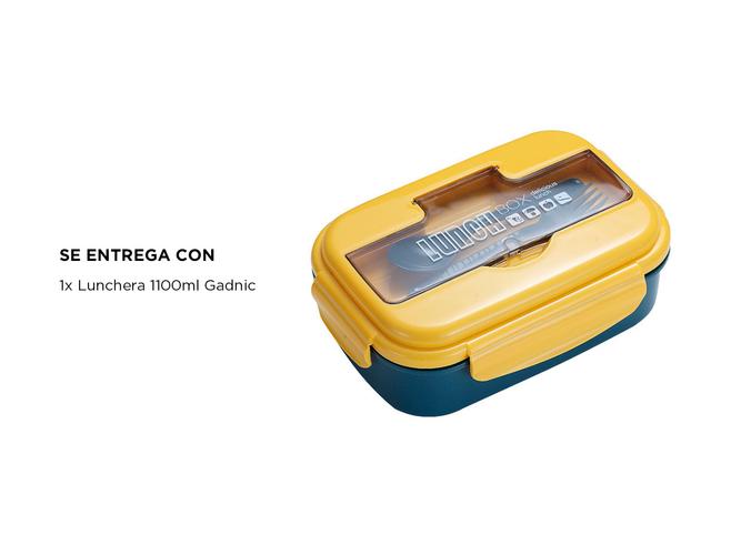 Lunchera Hermética Para Vianda Gadnic 4 Compartimientos + Cubiertos  - 5
