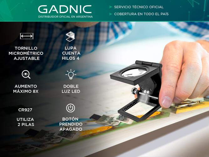 Lupa Cuenta Hilos Luz Led Gadnic Maximus3 Tornillo Micrométrico - 1