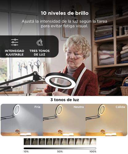 Lámpara Lupa De Escritorio Gadnic 5X Luz LED  Iluminación Ajustable - 2