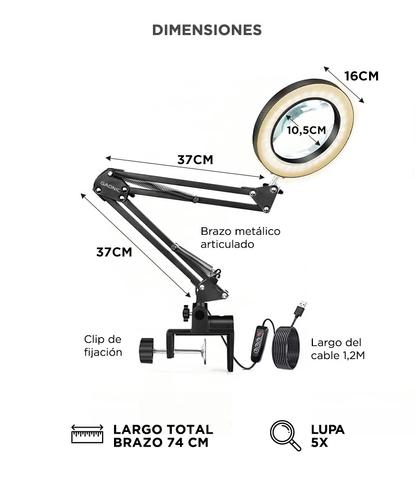 Lámpara Lupa De Escritorio Gadnic 5X Luz LED  Iluminación Ajustable - 5