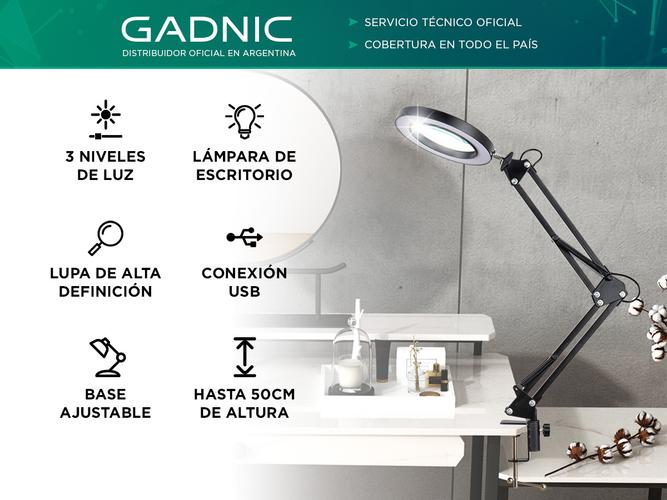 Lámpara Led De Escritorio Gadnic Con Lupa 3 Luz Ajustable  Usado - 1