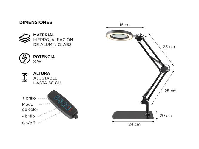 Lámpara Led De Escritorio Gadnic Con Lupa 3 Luz Ajustable  Usado - 4