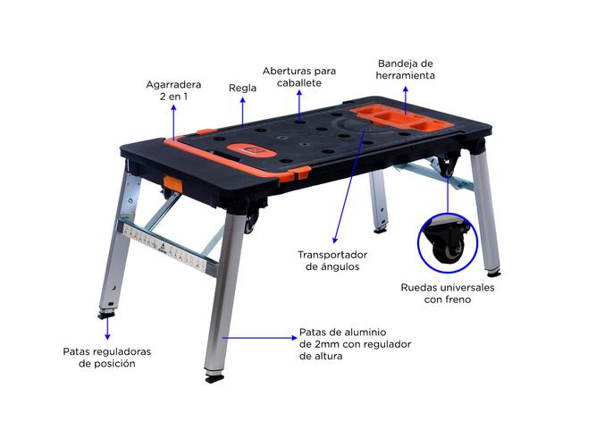 Banco De Trabajo Lusqtoff Plegable 150kg Mesa 7 En 1 Taller BTCL7-8 - 4