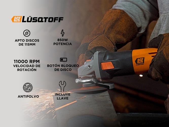 Amoladora Angular Lusqtoff 850W 115mm AML850-8 Naranja - 1