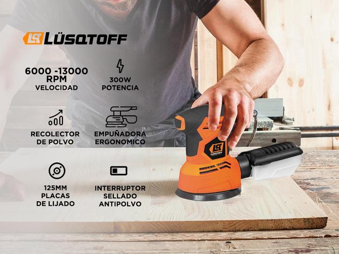 Lijadora Roto Orbital Lusqtoff 300W Anti Polvo LRL300-8 - 1
