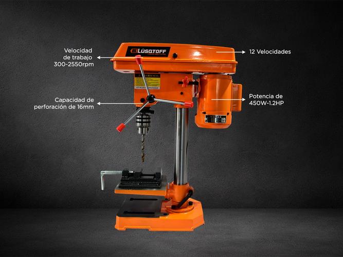 Taladro de banco Lusqtoff 16mm 450w Velocidad Variable + Morsa TBL16-7 - 4