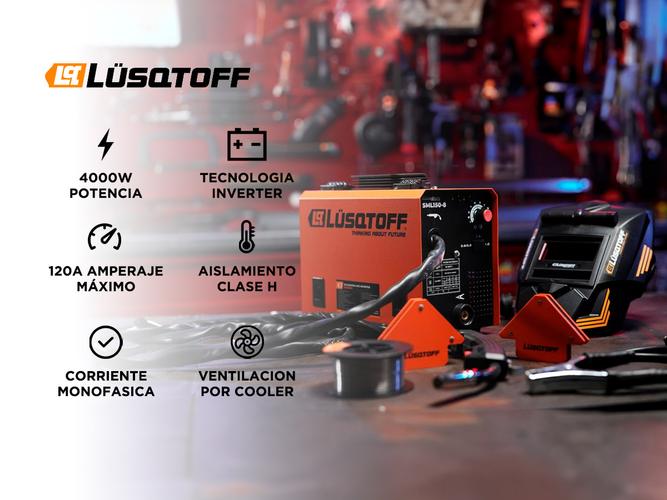 Soldadora Inverter Lusqtoff Mig Flux150 Alambre Escuadras Mascara SML150-8 - 1