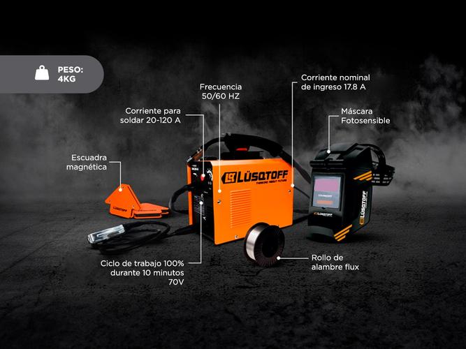 Soldadora Inverter Lusqtoff Mig Flux150 Alambre Escuadras Mascara SML150-8 - 4