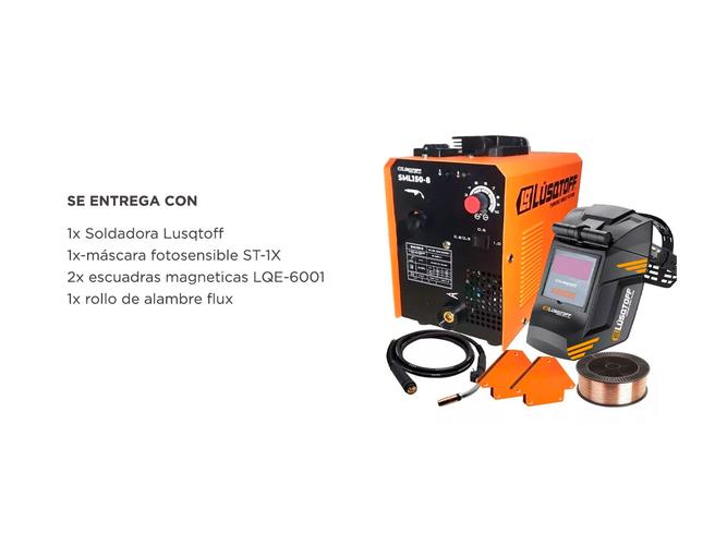 Soldadora Inverter Lusqtoff Mig Flux150 Alambre Escuadras Mascara SML150-8 - 5