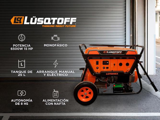 Generador Grupo Electrogeno Portatil Lusqtoff 6500W Monofasico 15hp LG7500EX - 1