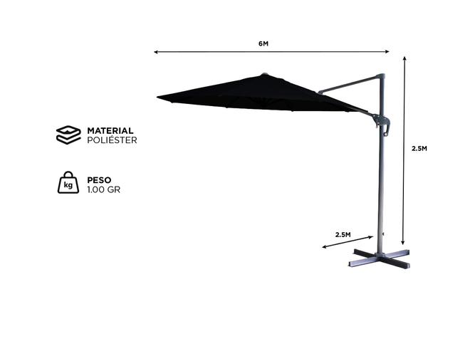 Sombrilla Con pie Lusqtoff Con base Regulable 3mts Impermeable Outlet - 4