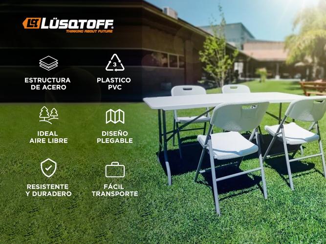 Kit Mesa 4 Sillas Plegables Lusqtoff MegaCamping Acero PVC Ultra Resistente - 1