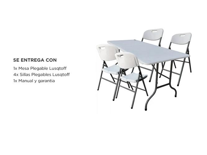 Kit Mesa 4 Sillas Plegables Lusqtoff MegaCamping Acero PVC Ultra Resistente - 5