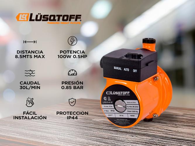 Bomba Presurizadora Lusqtoff 100w 8.5m 30l/min Monofásica Naranja LPS15-8.5Z - 1