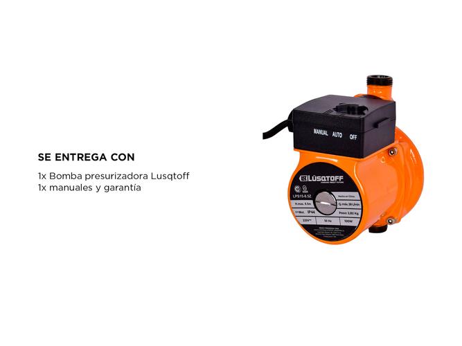 Bomba Presurizadora Lusqtoff 100w 8.5m 30l/min Monofásica Naranja LPS15-8.5Z - 5