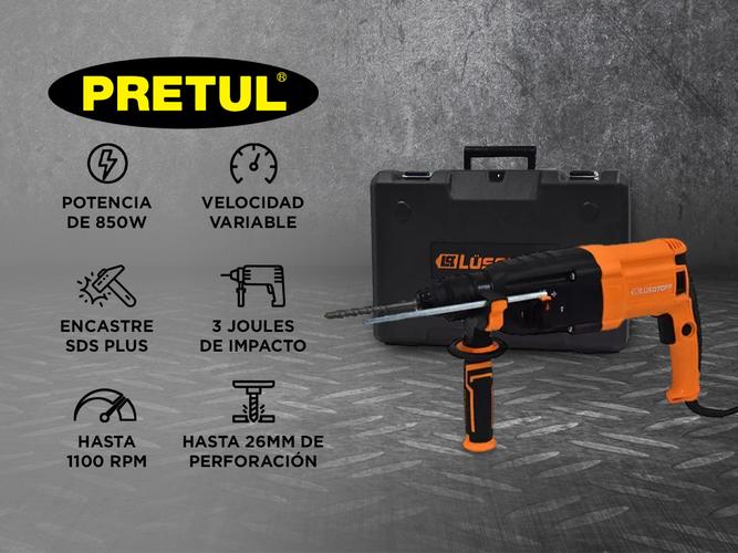 Rotomartillo Taladro Rotopercutor Lusqtoff 850W 3.0J Sds Plus Maletin RML850-7 - 1