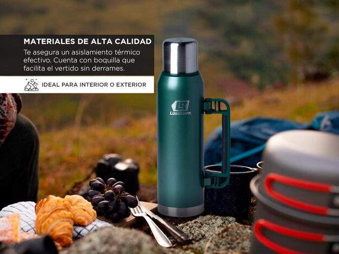 Termo Lusqtoff Acero Inoxidable 1.3 Lts Verde TL1.3-9 Tapon Cebador y Manija - 3