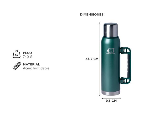 Termo Lusqtoff Acero Inoxidable 1.3 Lts Verde TL1.3-9 Tapon Cebador y Manija - 4