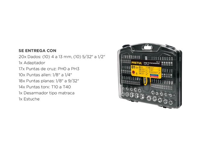 Set Juego de 81 herramientas 1/4