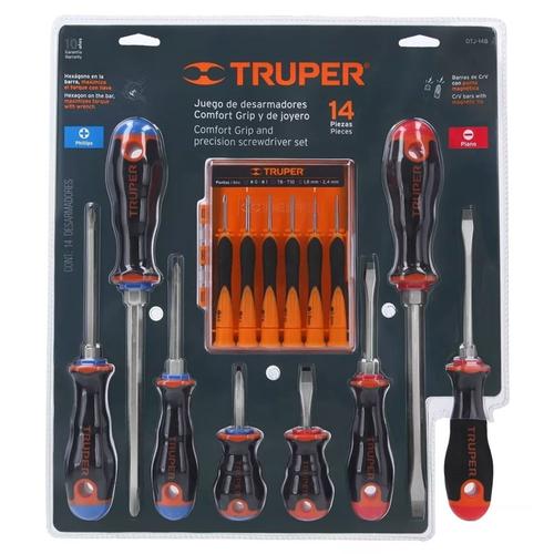 Juego Destornillador Fuerza Joyero14 Pcs Truper Mango Comfort Grip - 0