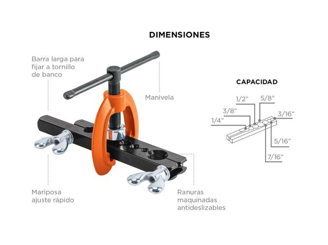 Pestañador Avellanador Excéntrico Para Refrigeración Aire 3/16 -5/8 Truper - 3