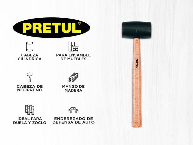 Martillo Maza De Goma 24oz Mango Madera 35cm Pretul 35 Cm - 1