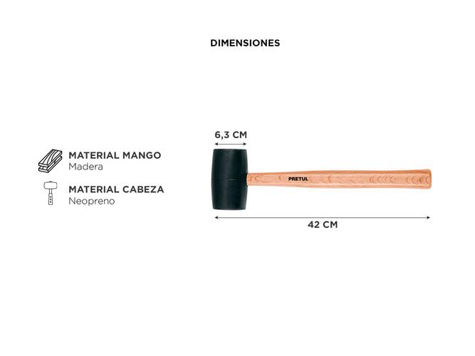 Martillo Maza De Goma 24oz Mango Madera 35cm Pretul 35 Cm - 3