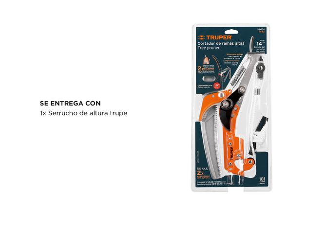Serrucho de Altura Truper Polea Ramas Hoja Acero SK5 14