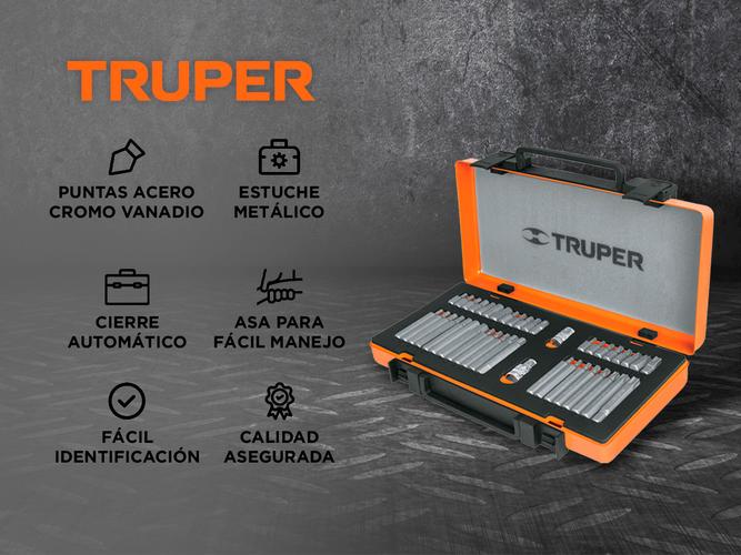 Juego Set Puntas 42 Pz Enc 1/2 Truper Adaptadores Estuche  - 1