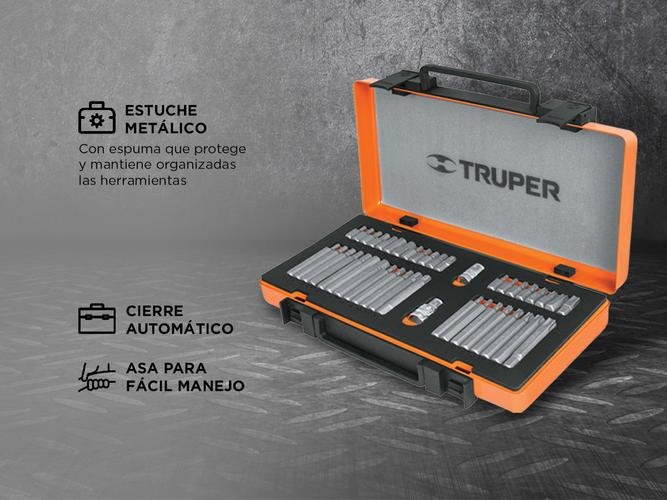 Juego Set Puntas 42 Pz Enc 1/2 Truper Adaptadores Estuche  - 3