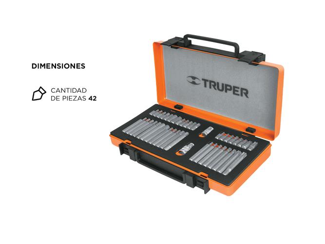 Juego Set Puntas 42 Pz Enc 1/2 Truper Adaptadores Estuche  - 4