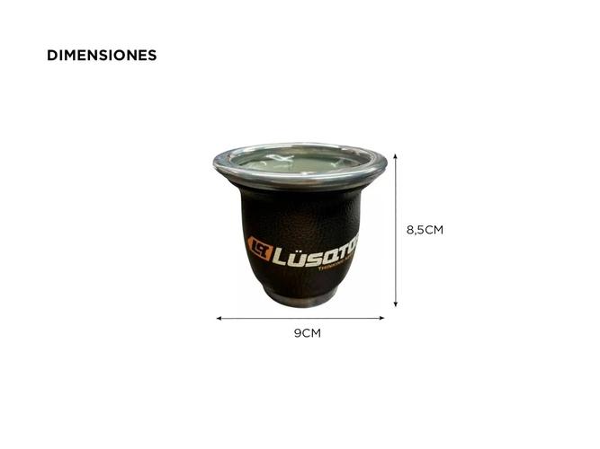 Mate De Vidrio Forrado Cuero Ecologico Lusqtoff Liso Negro - 3