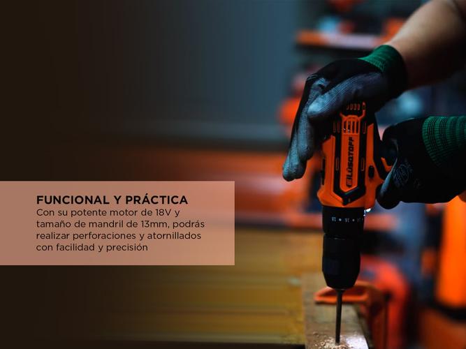Taladro Atornillador Percutor Lusqtoff Bateria Accesorios  Maletin ATL18-9B - 2