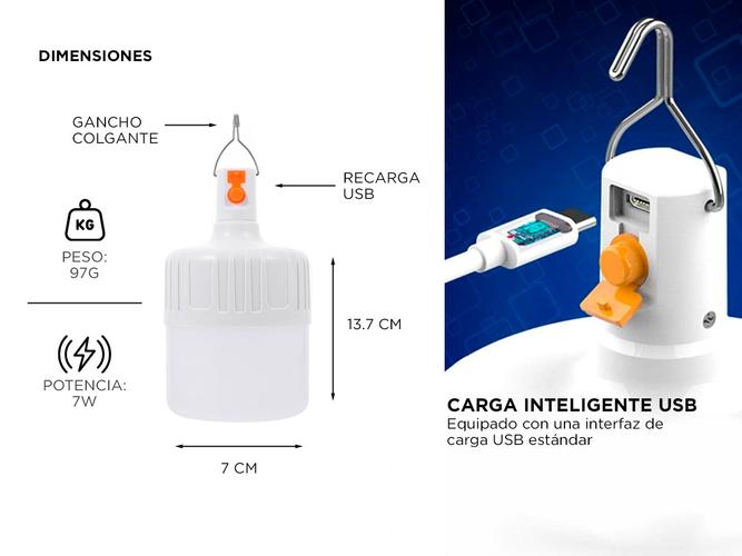 Lámpara Luz Colgante Portátil Gadnic LUZ04 Recargable Indicador de Batería - 3