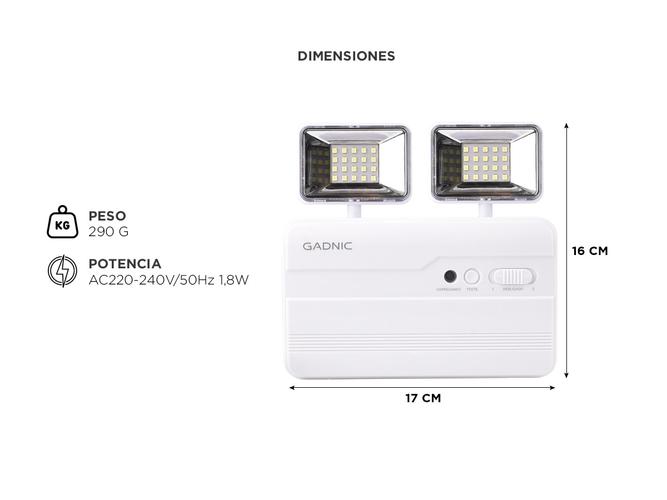 Luz de Emergencia Gadnic LUZ06 LED con Batería Recargable - 4