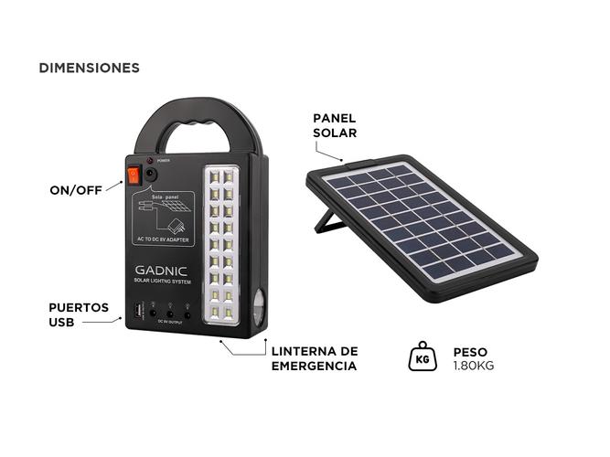 Luz de Emergencia Solar Gadnic LM1K Panel Portátil Cargador - 5