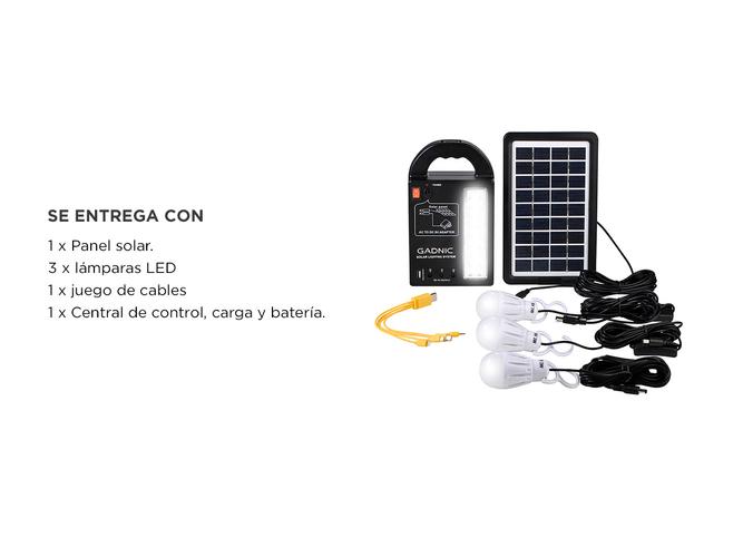 Luz de Emergencia Solar Gadnic LM1K Panel Portátil Cargador - 6