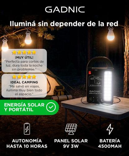 Luz de Emergencia Solar Gadnic LM1K Panel Portátil Cargador - 1