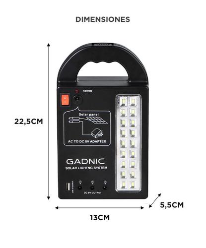 Luz de Emergencia Solar Gadnic LM1K Panel Portátil Cargador - 5