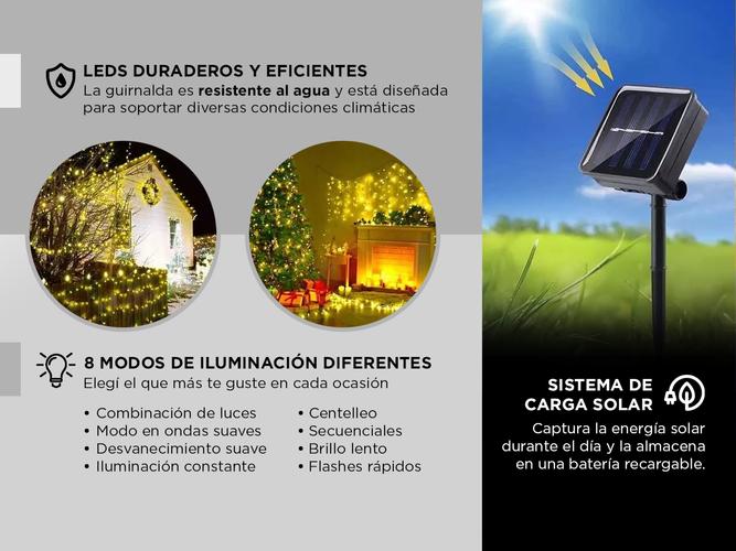 Guirnalda de Luces Solar Gadnic 8 Modos 22 mts - 2